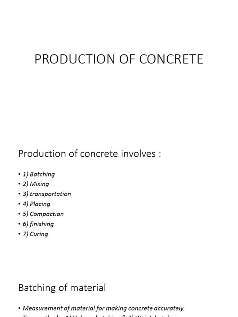 Concrete Production Process Explained | PDF | Concrete | Cement