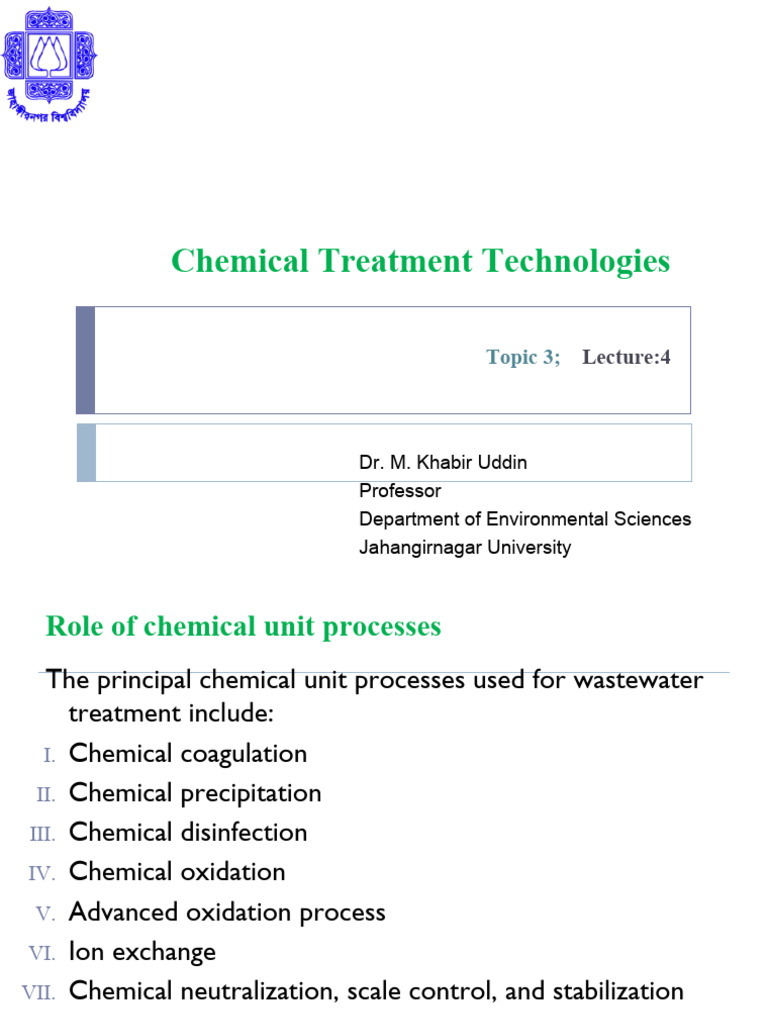 Lecture - 5 - Chemical Treatment | PDF | Colloid | Chemistry