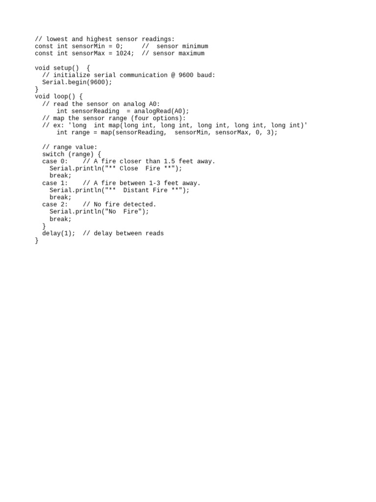 Code For Flame Sensor | PDF