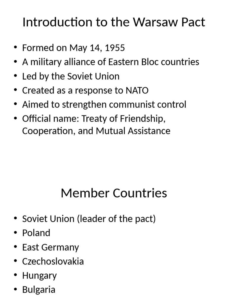 Overview of the Warsaw Pact History | PDF