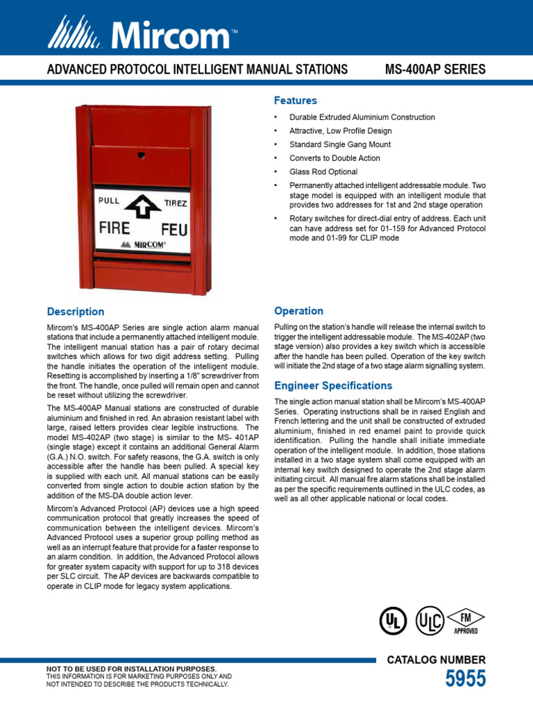 Advanced Protocol Manual Alarm Stations | PDF | Switch | Trigger (Firearms)
