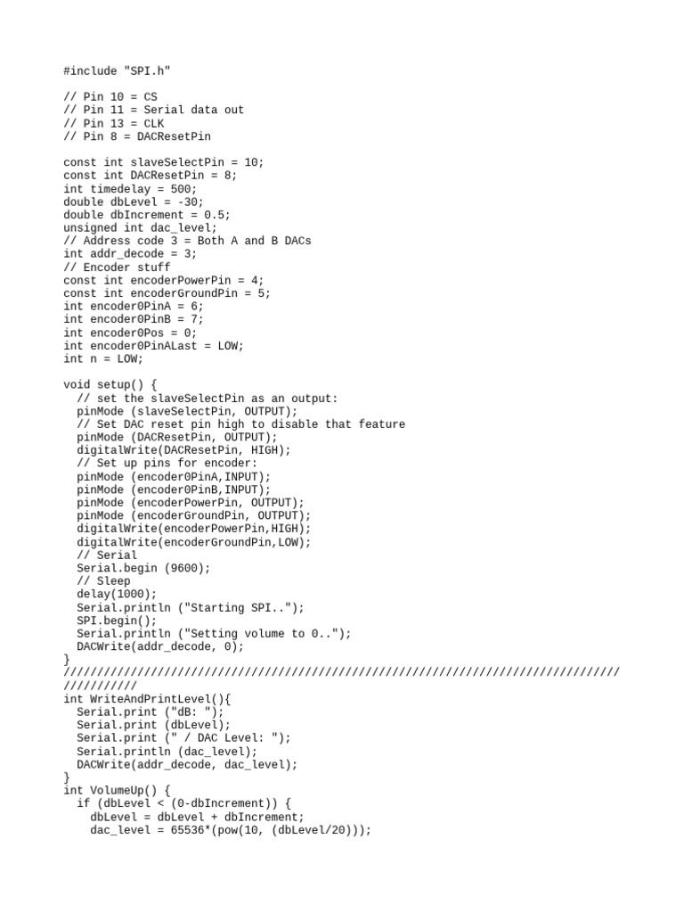 Arduino DAC8812 - Encoder Sketch | PDF