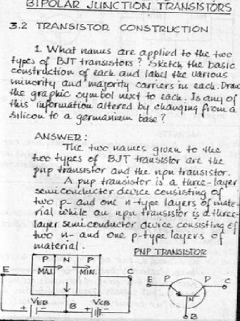 Bipolar Junctions Transistors Notes | PDF
