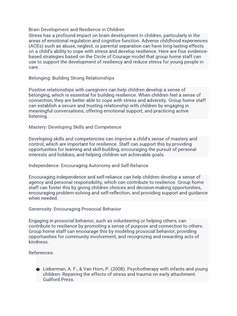 Building Resilience in Children Through Care | PDF | Psychological ...