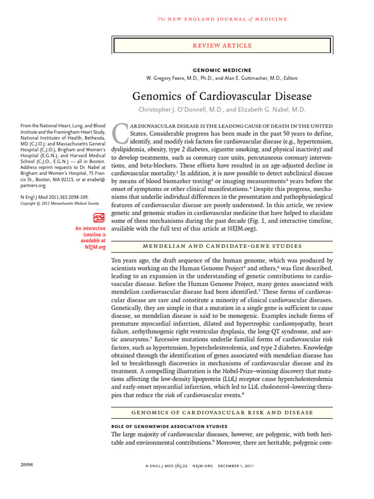 Genomics of Cardiovascular Disease Insights | PDF | Genome Wide ...