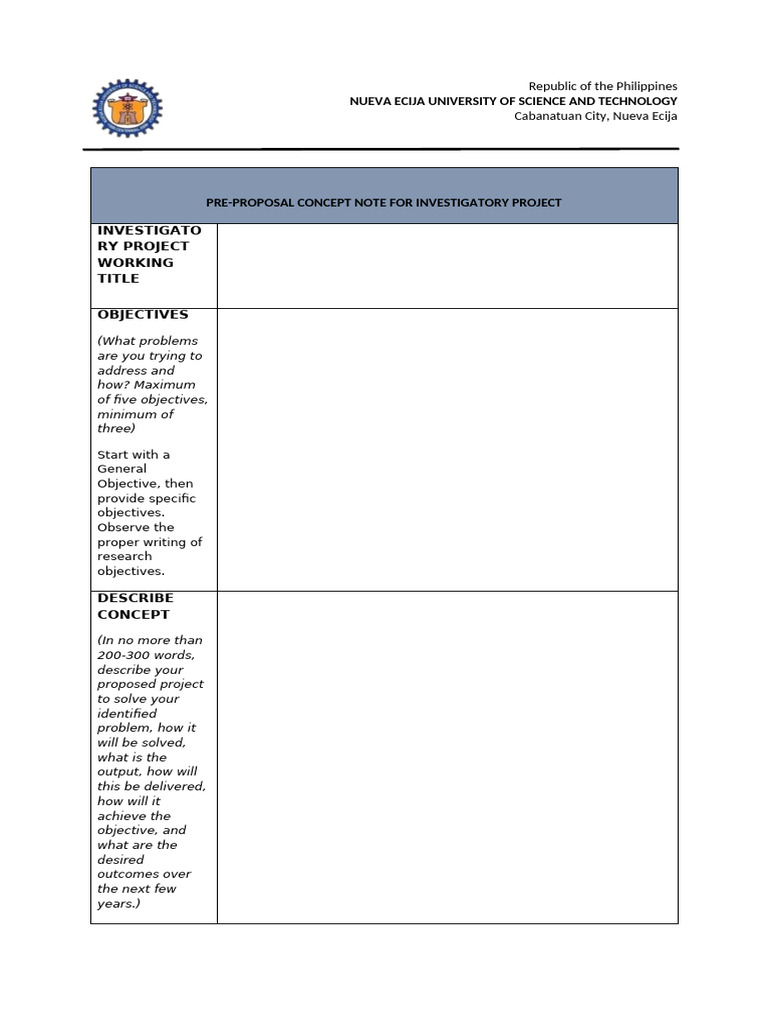 Concept Note for Investigatory Project | PDF