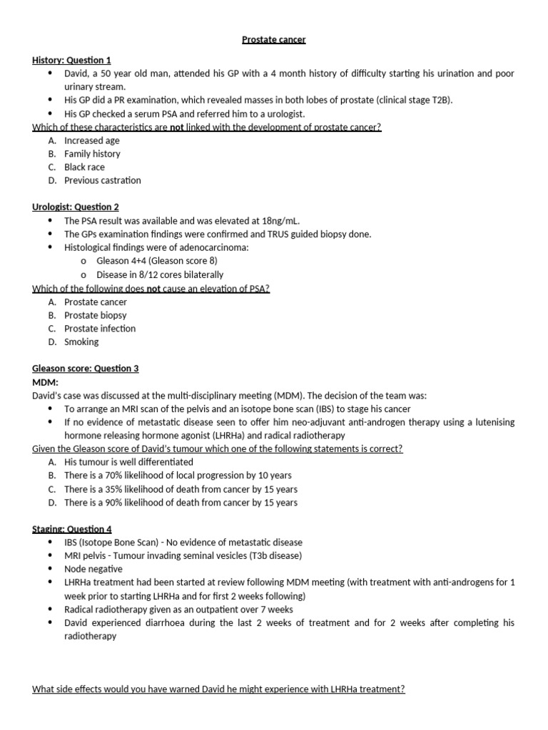 Prostate Cancer Case Study Overview | PDF | Prostate Cancer | Prostate