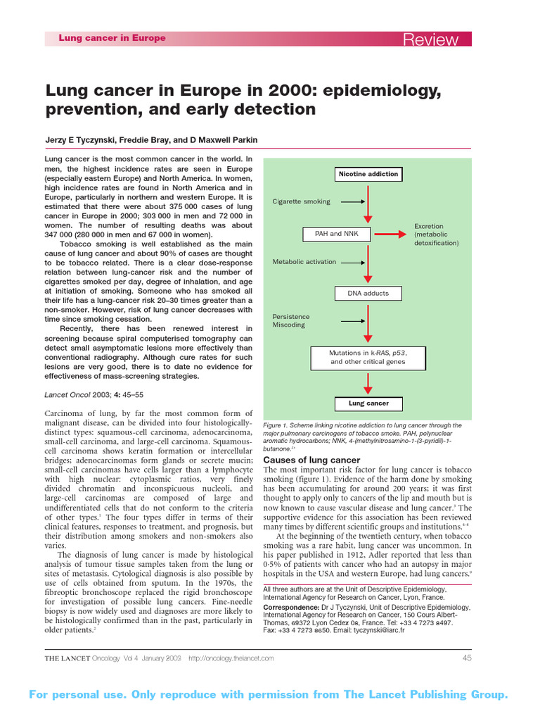 Lung Cancer Epidemiology in Europe | PDF | Lung Cancer | Carcinoma