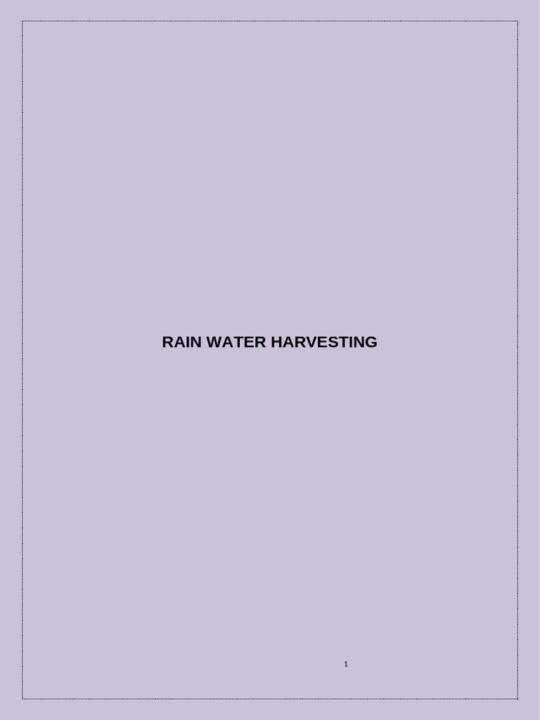 Rain Water Harvesting | PDF | Water | Environmental Science
