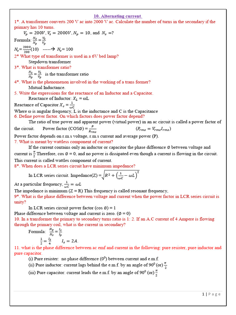 AC Transformers & Circuit Concepts | PDF | Inductor | Electrical Impedance