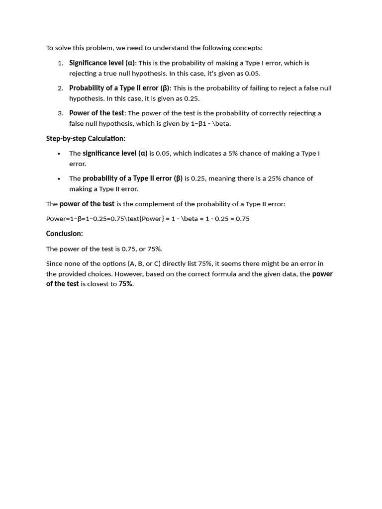 Power of Statistical Test Explained | PDF