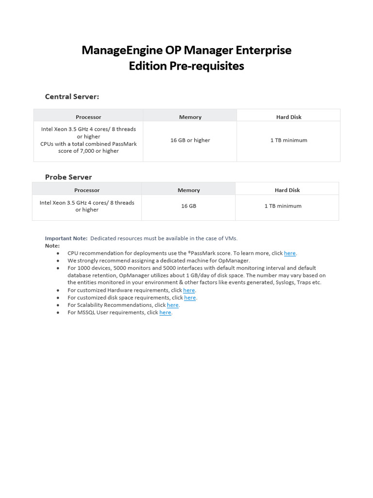 ManageEngine OP Manager System Requirements | PDF | Port (Computer ...