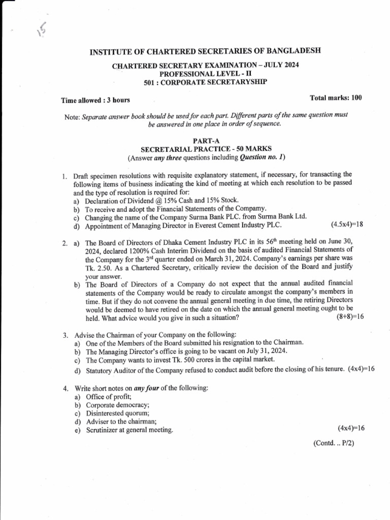 501 - Corporate Secretaryship | PDF | Board Of Directors | Business