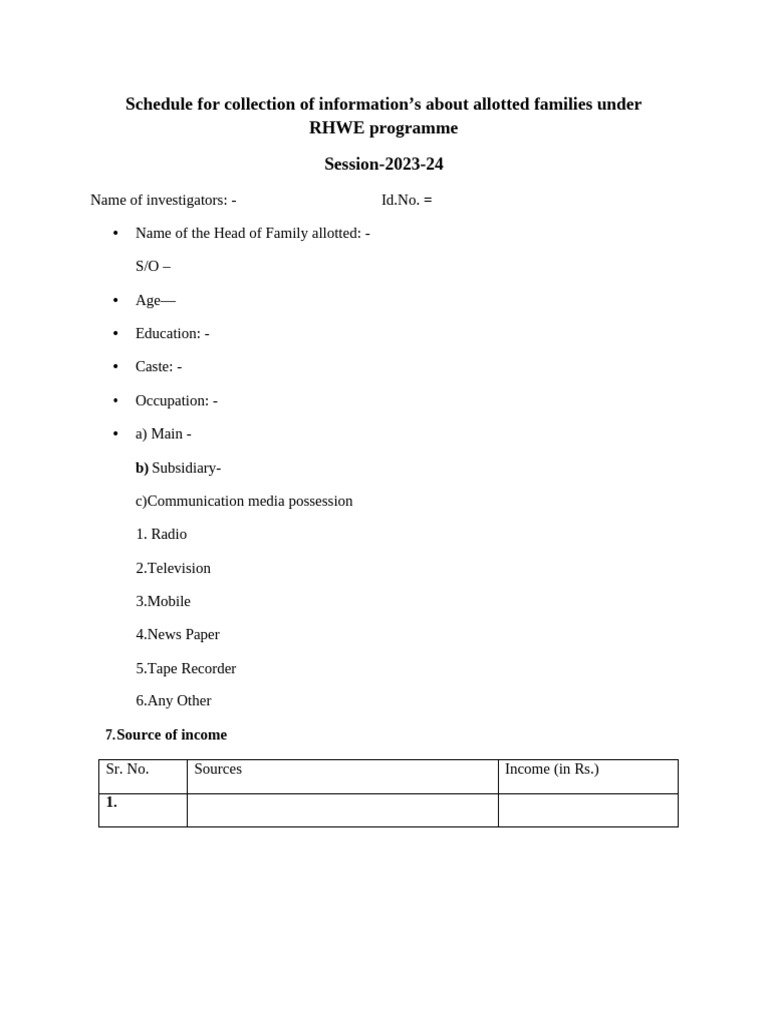 RHWE Program Family Data Collection Guide | PDF | Vegetables | Pest Control