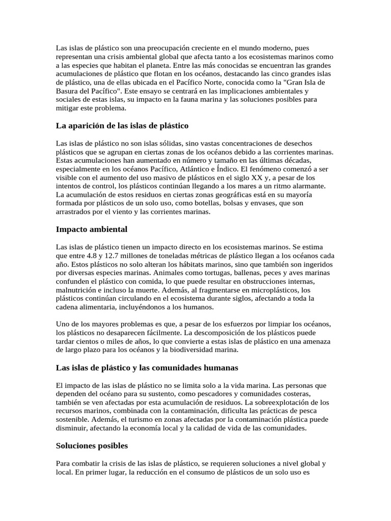 Crisis de las Islas de Plástico: Impacto y Soluciones | PDF | El ...