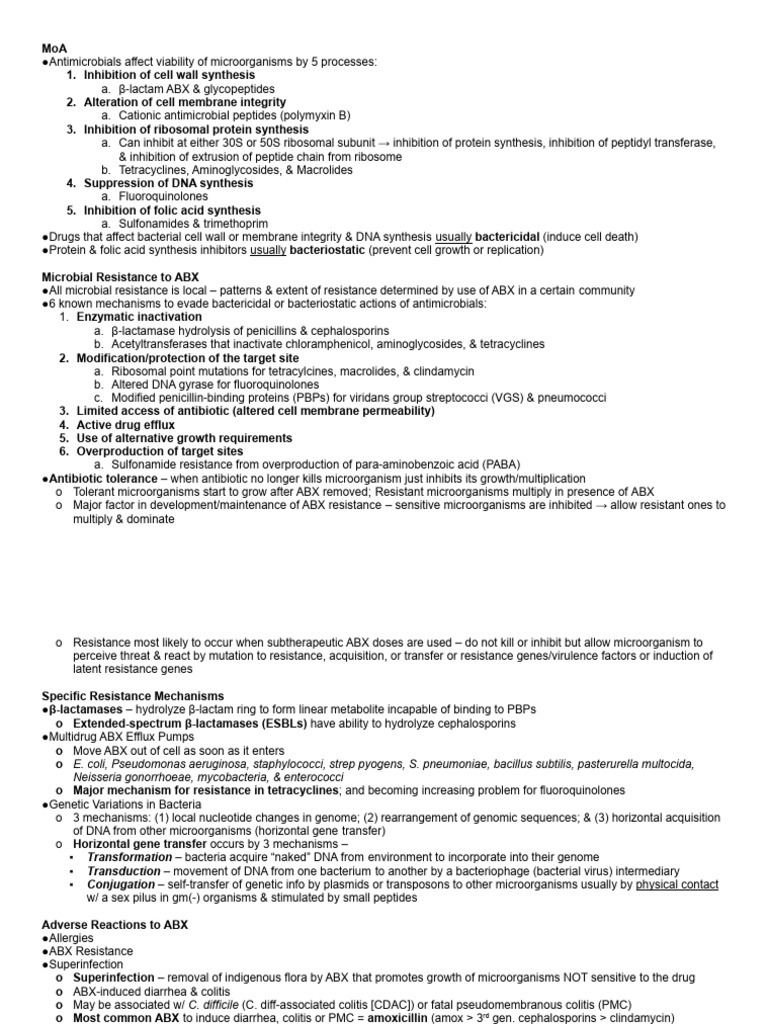 Mechanisms of Antibiotic Action and Resistance | PDF | Antimicrobial ...