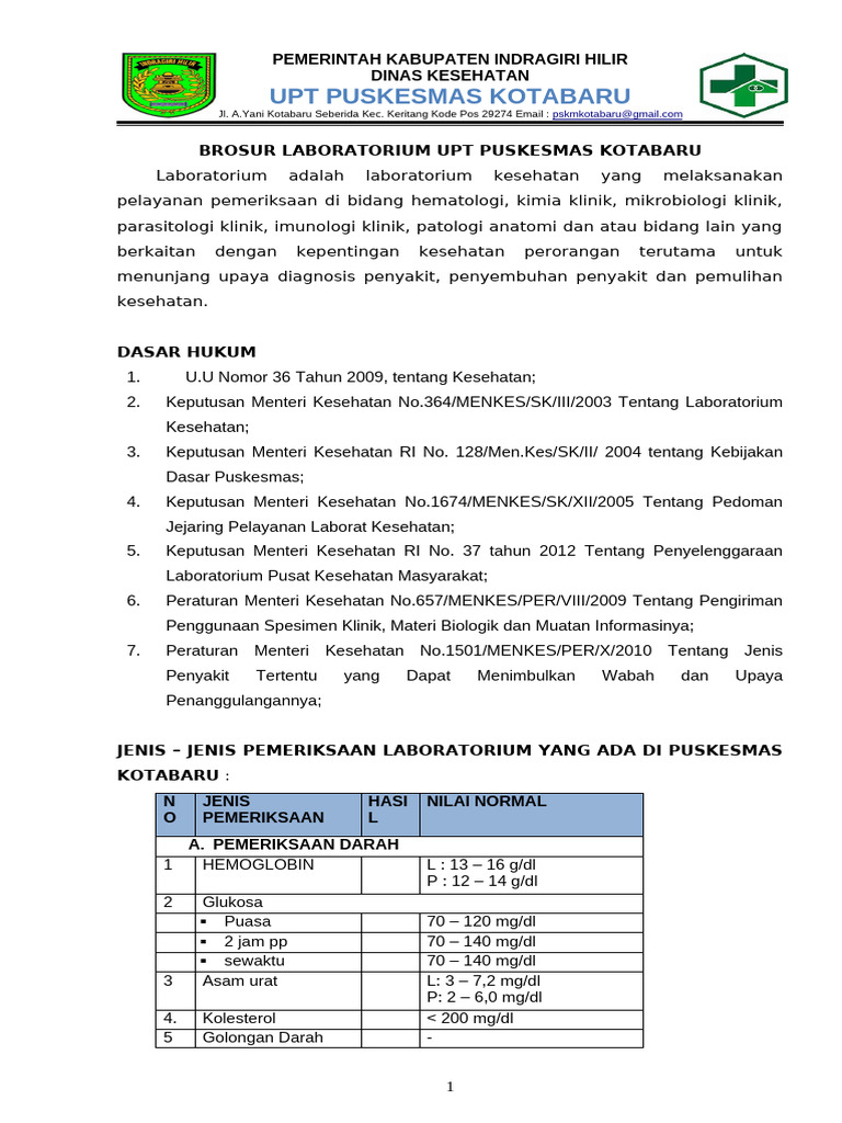 EP 1 Brosur-Pelayanan-Pemeriksaan-Lab | PDF