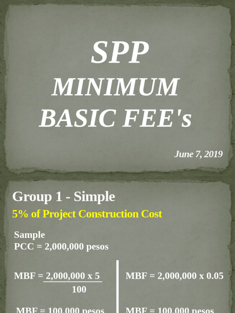 Minimum Basic Fees for Construction Projects | PDF