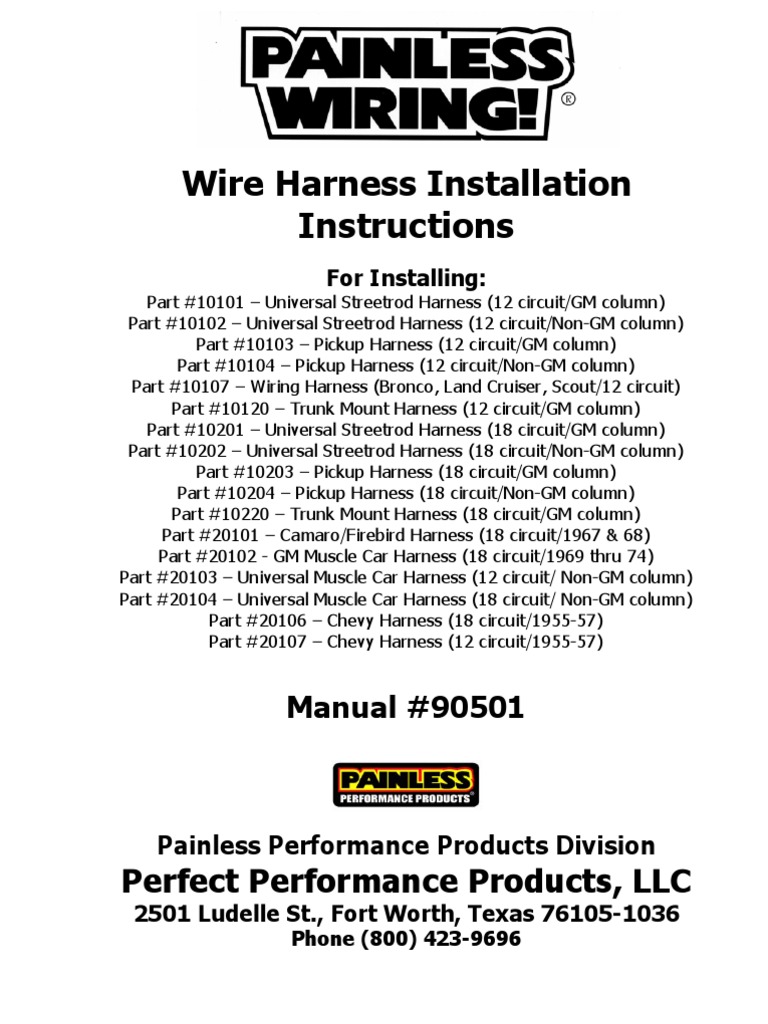 Painless Wiring Harness Install Instructions Ignition System