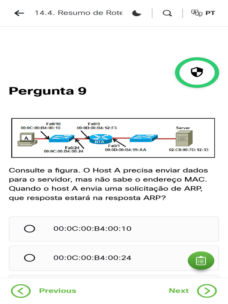 Resposta ARP para Host A | PDF