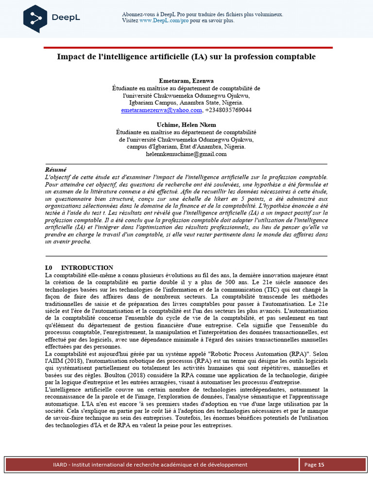 Impact de l'IA sur la comptabilité RPA | PDF | Intelligence ...