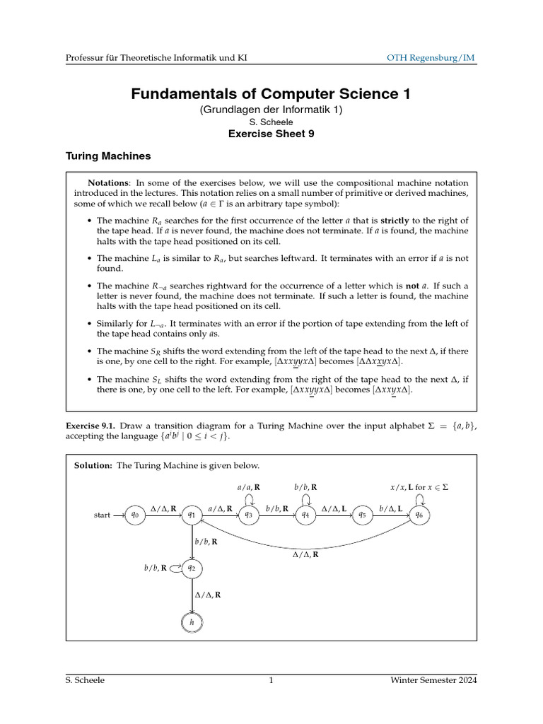 Turing Machines: Exercises and Solutions | PDF | Mathematics ...