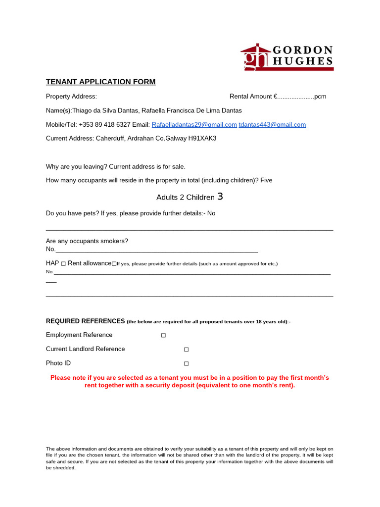 Tenant Application For1 | PDF