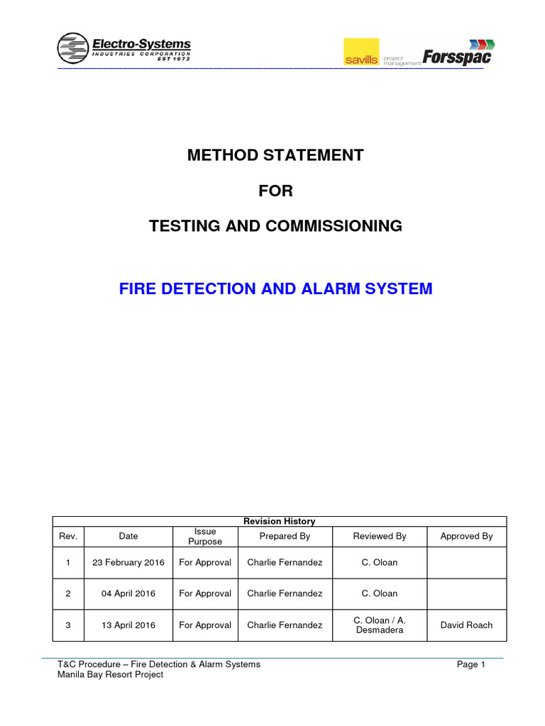 Fire Alarm System Testing Procedure | PDF | Telephone | Equipment