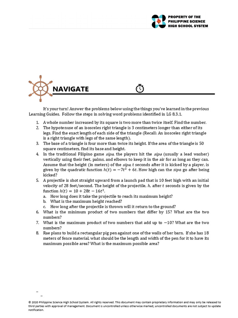 08.3.2 - Word Problems Applications of Quadratics | PDF | Quadratic ...