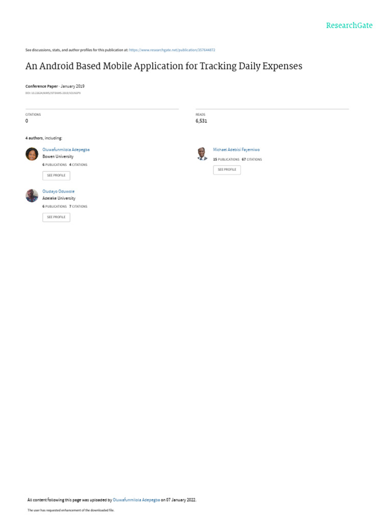 Expense Tracker App for Android | PDF | Databases | Mobile App