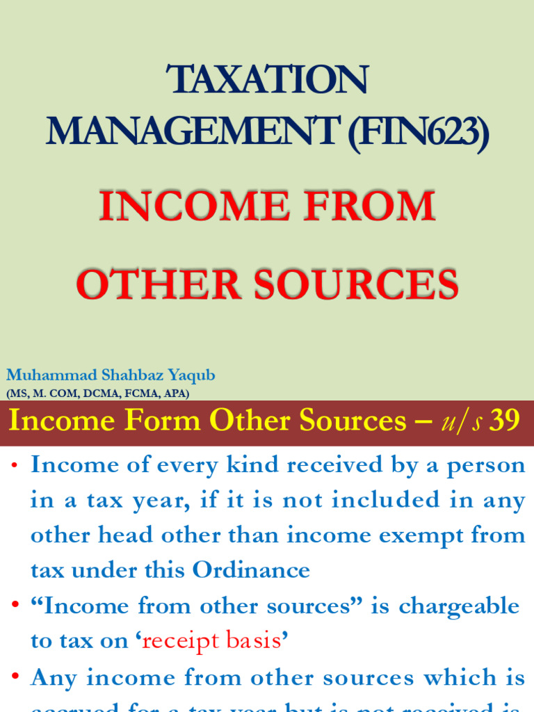 Income From Other Sources-2023 | PDF | Taxes | Expense