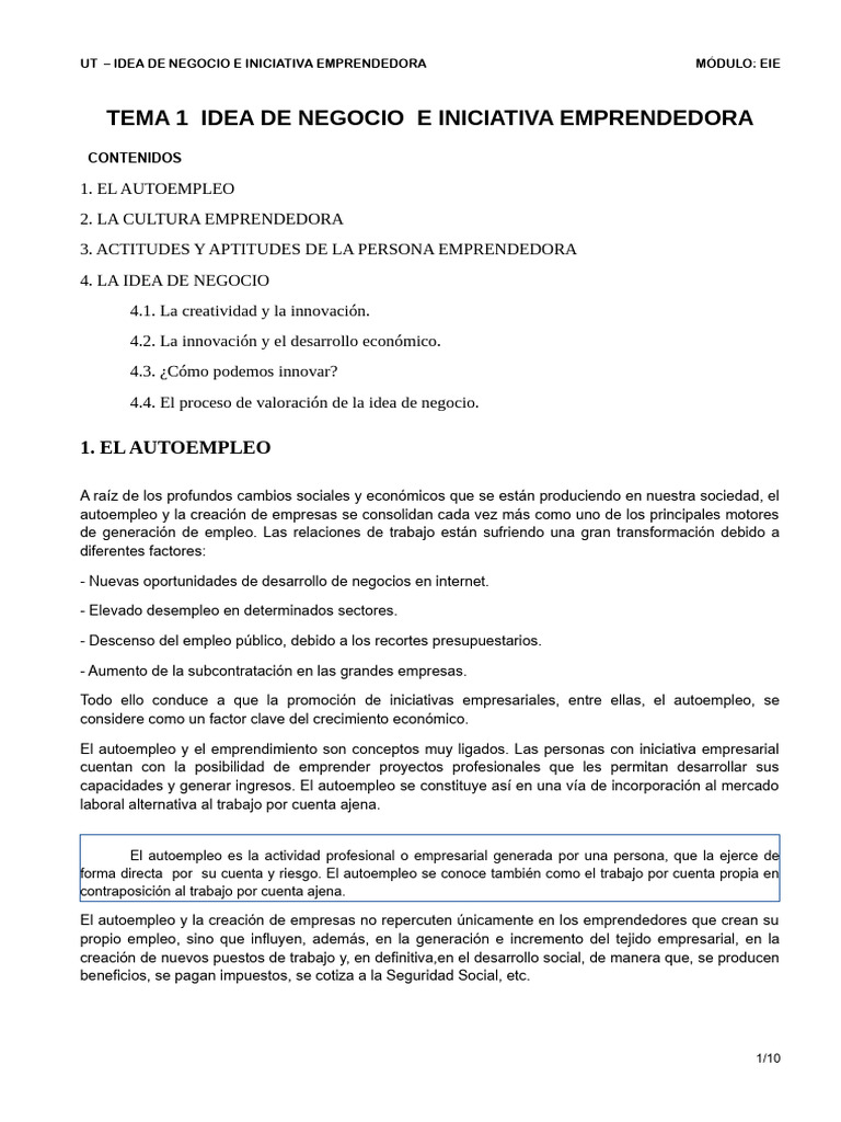 Idea de Negocio e Inicitiva Empresarial | PDF | Iniciativa empresarial ...