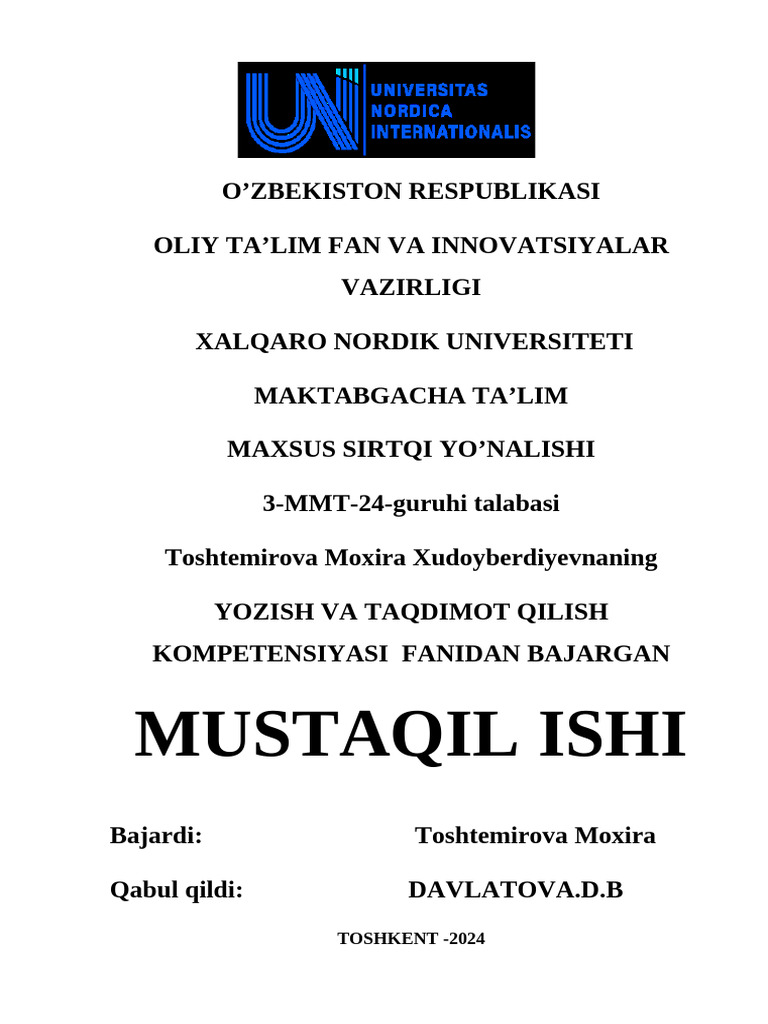 Yozish Va Taqdimot Qilish Kompetensiyasi | PDF