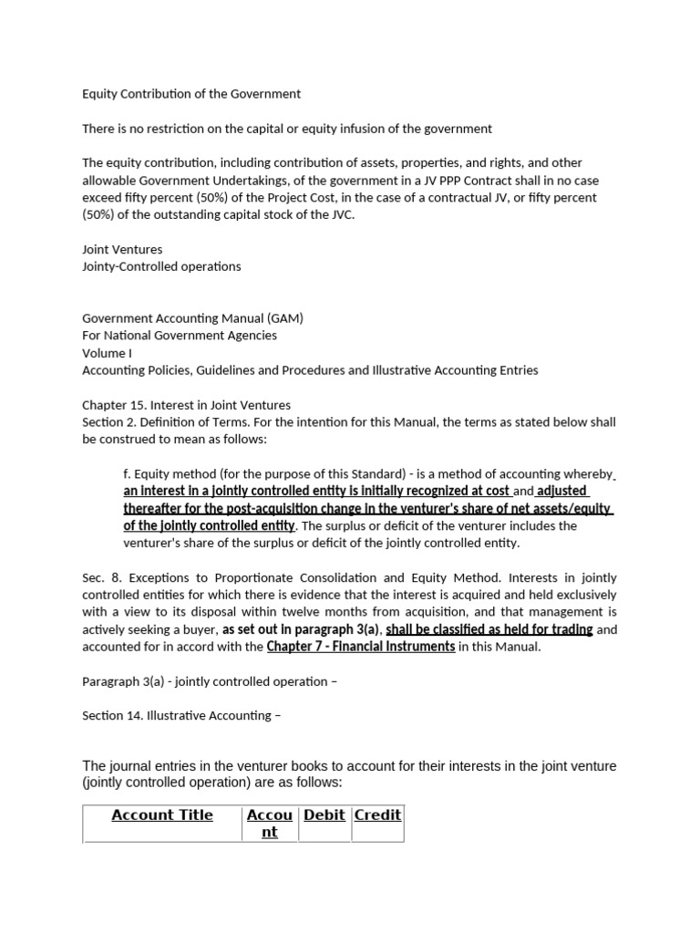 Government Equity Contribution Guidelines | PDF | Fair Value | Mark To ...