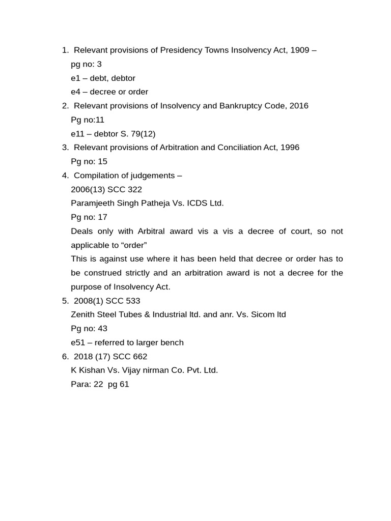 Key Legal Provisions on Insolvency | PDF