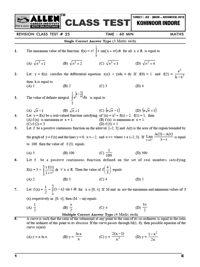CT 25 | PDF | Function (Mathematics) | Mathematical Relations