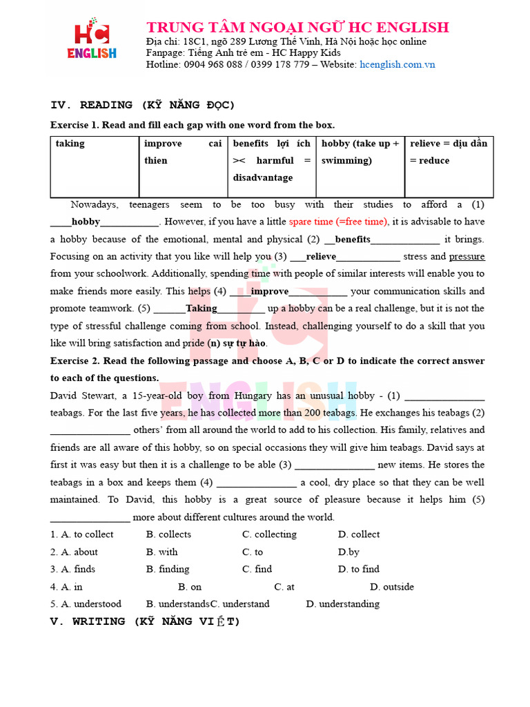 English Learning Exercises for Kids | PDF