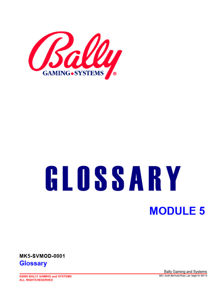 Bally S5500 MK5-SVMOD-0001 Glossary | PDF | Slot Machine | Read Only Memory