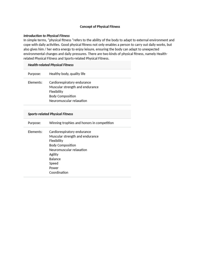 Understanding Physical Fitness Essentials | PDF | Physical Fitness ...
