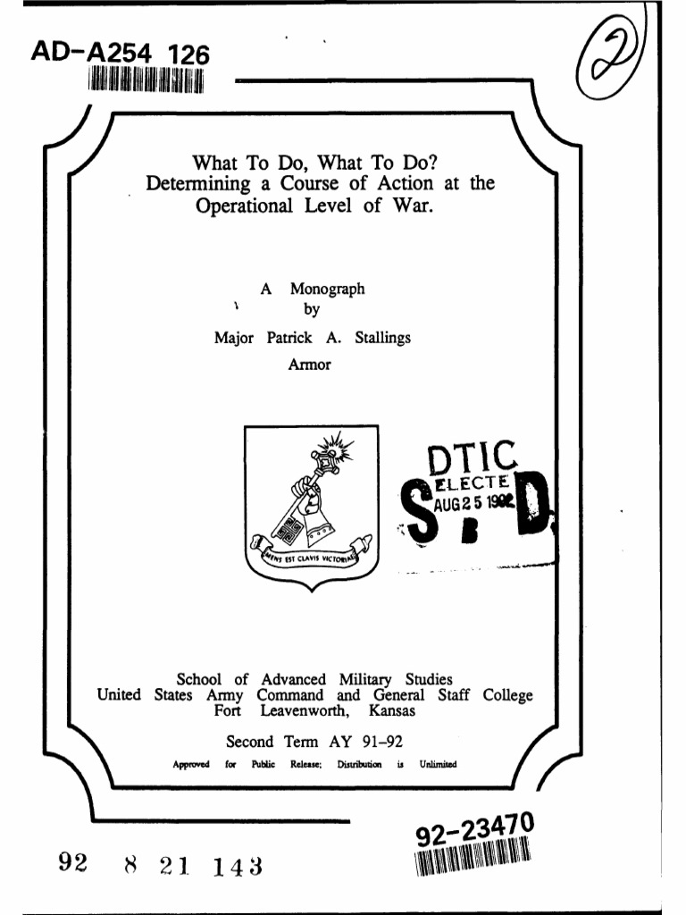 ADA254126 | PDF | Military Intelligence | Maneuver Warfare