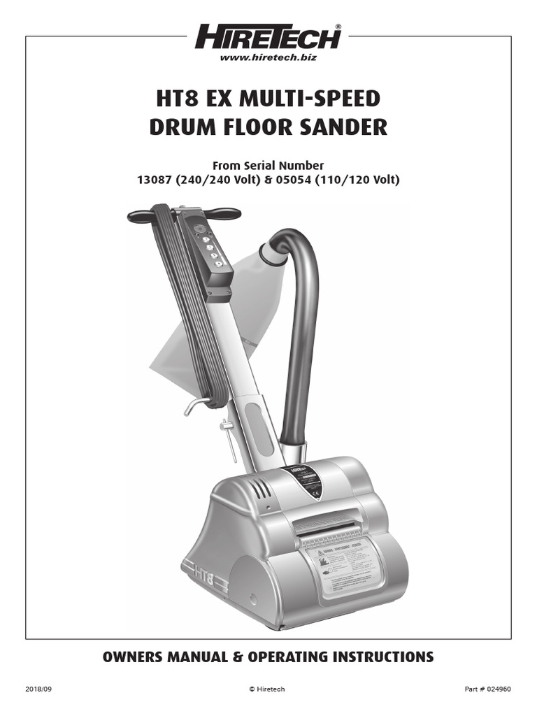 HT8 EX Multi-Speed Floor Sander Manual | PDF | Abrasive | Electrical ...