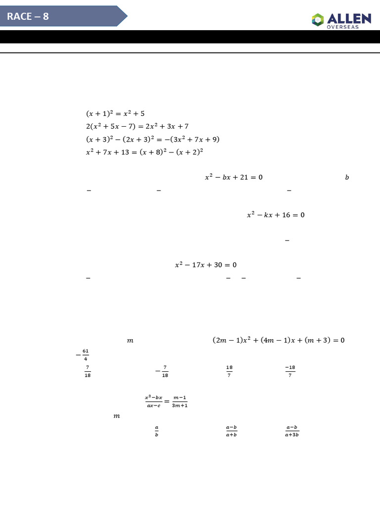 Race 8 Grade 10 | PDF | Equations | Arithmetic