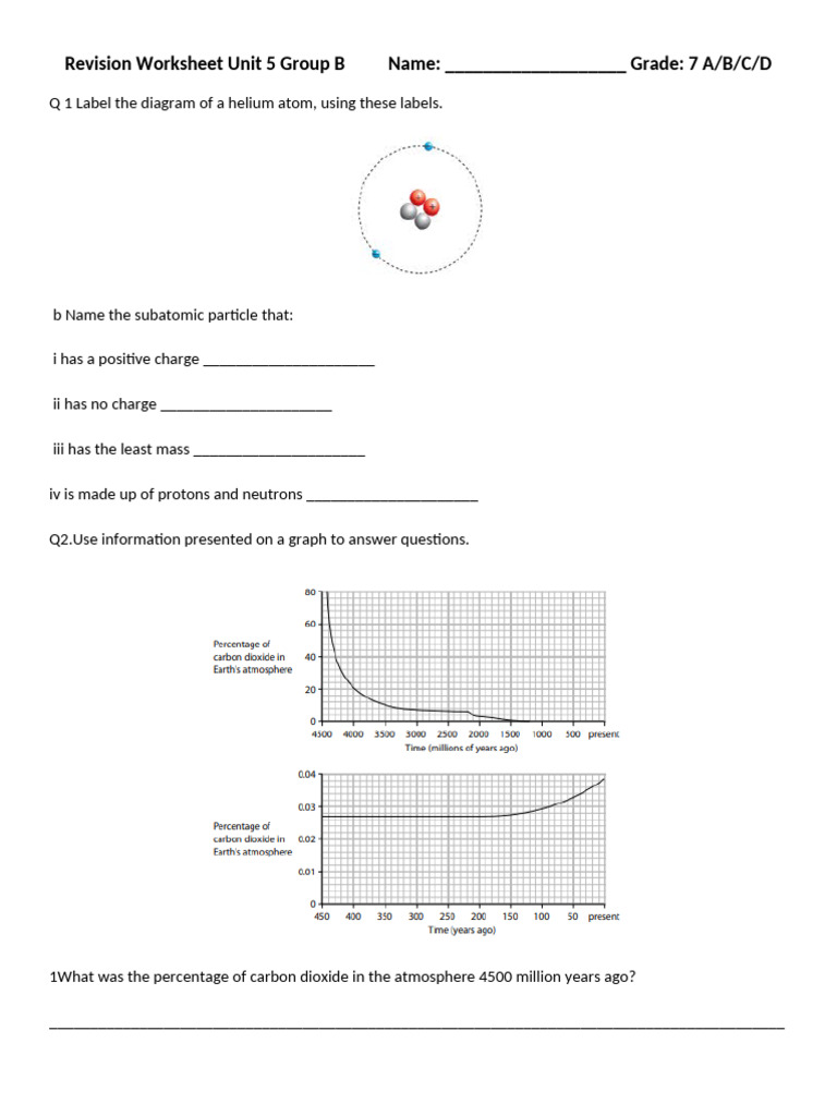 Revision Worksheet Unit 5 Group B | PDF