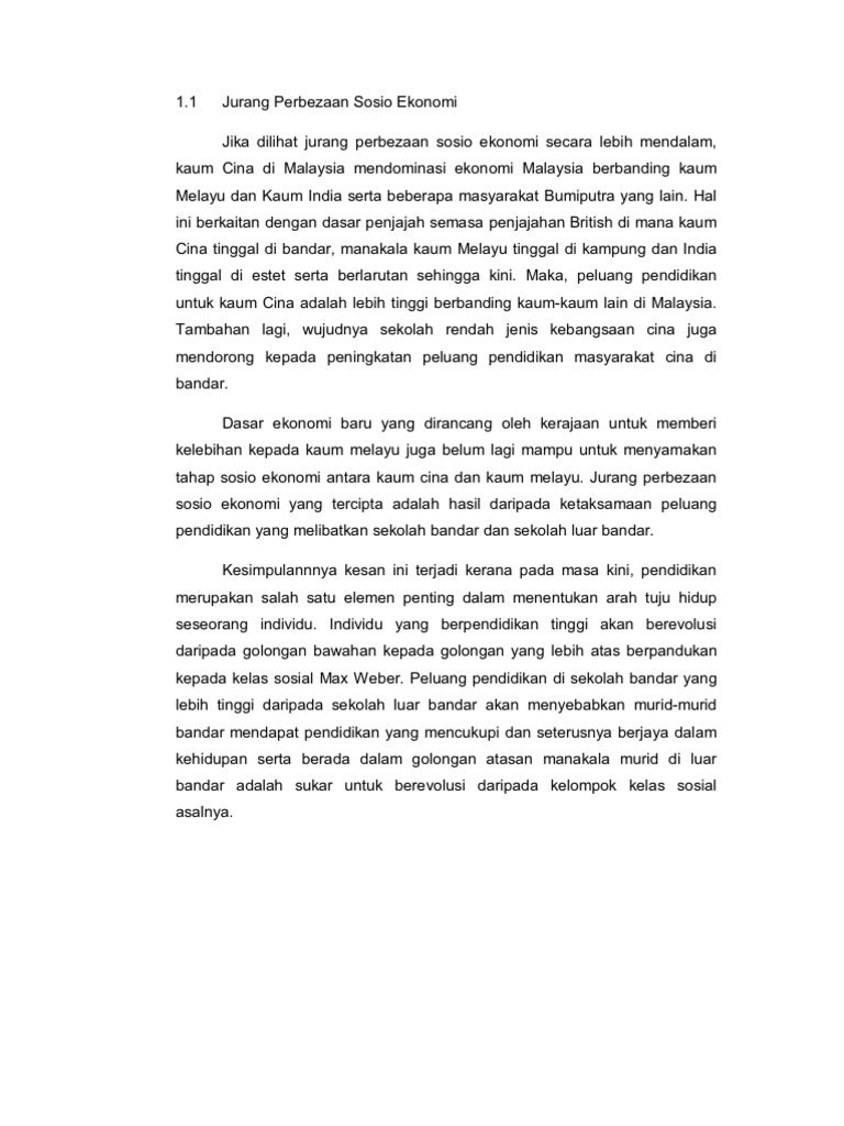 Jurang Perbezaan Sosio Ekonomi Pdf