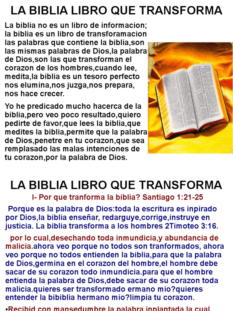 La Biblia Libro Que Transform A | PDF | Dios | Biblia