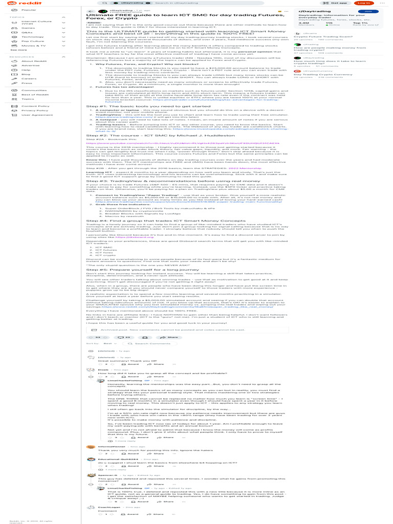 Ultimate FREE Guide To Learn ICT SMC For Day Trading Futures, Forex, or  Crypto: R:daytrading | PDF | Day Trading | Foreign Exchange Market