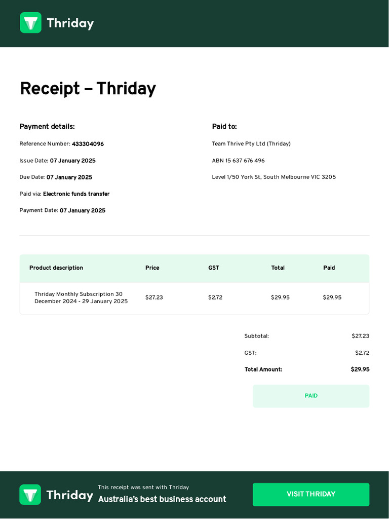 Subscription Receipt PDF | PDF