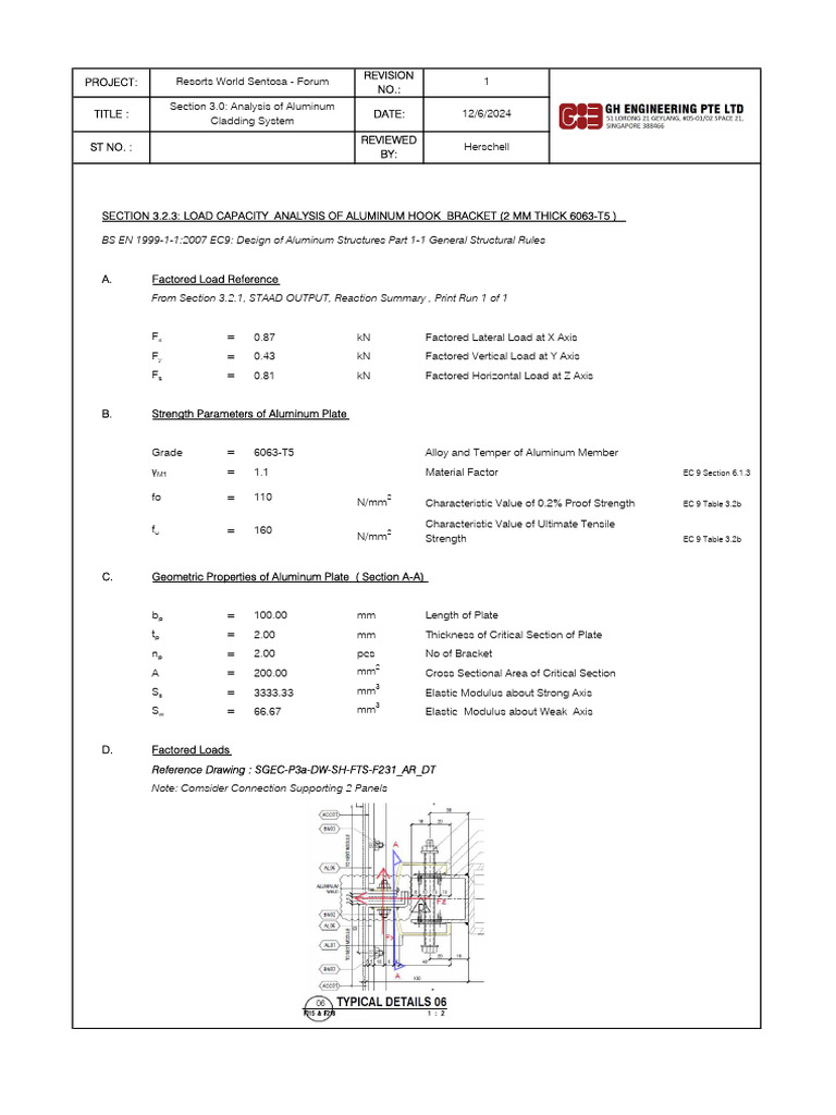 Section 3.2.3 - Alum Bracket | PDF | Bending | Young's Modulus