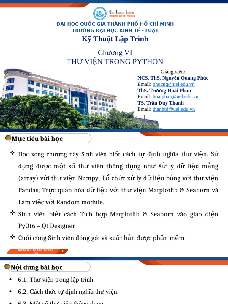 06. KTLT- Chương 6- Thư Viện Trong Python | PDF image.