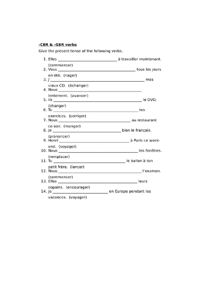 Verbes Cer Ger | PDF